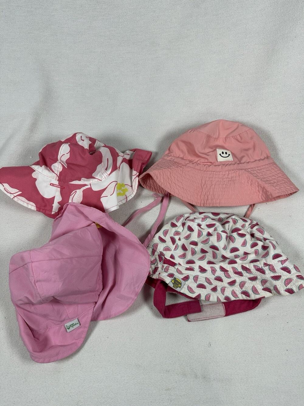 Carter's and other Baby girl Bucket Hat Lot Floral Fruit Pink/White